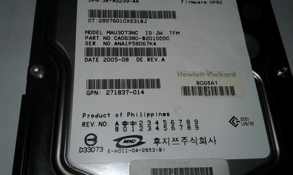 Жесткий диск HDD SCSI HP BF07288576 72.8 GB,Internal,15000 RPM,3.5" 365699-002