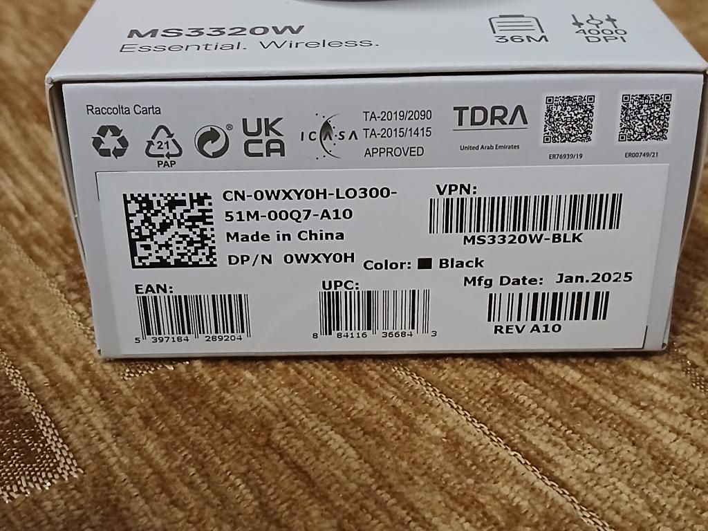 Миша Dell MS3320W Wireless Black (570-ABHK) НОВА. Запакована