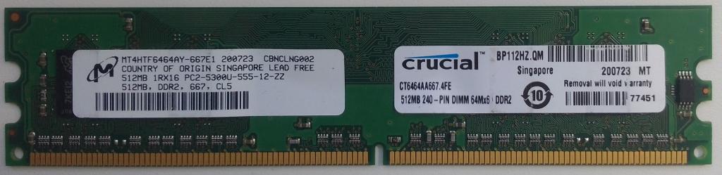 Crucial DDR2-667 512MB PC2-5300