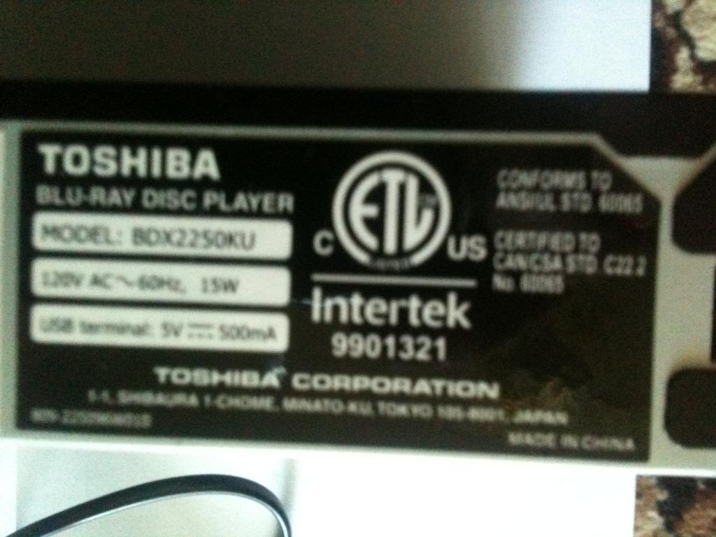 Toshiba BDX2250 WiFi-Enabled Blu-ray Disc Player
