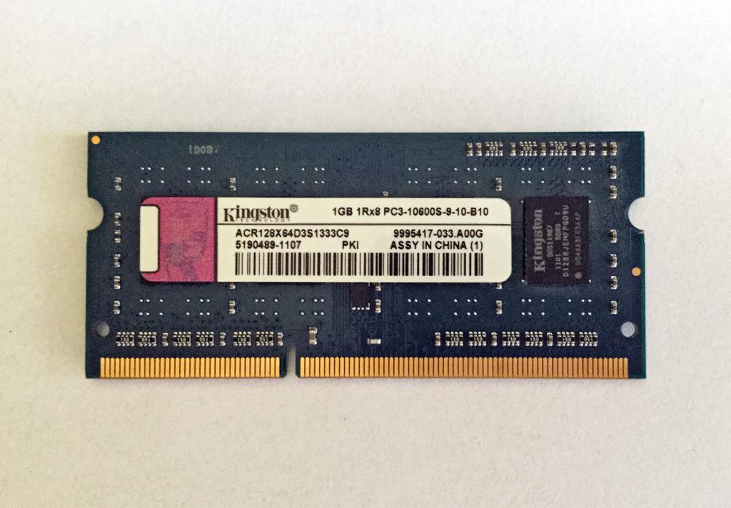 Модуль памяти KINGSTON 1 GB 1Rx8 PC3-10600S-9-10-B10